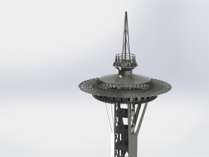 西雅图太空针塔，钣金拼图，3D拼图，metalcraft设计
